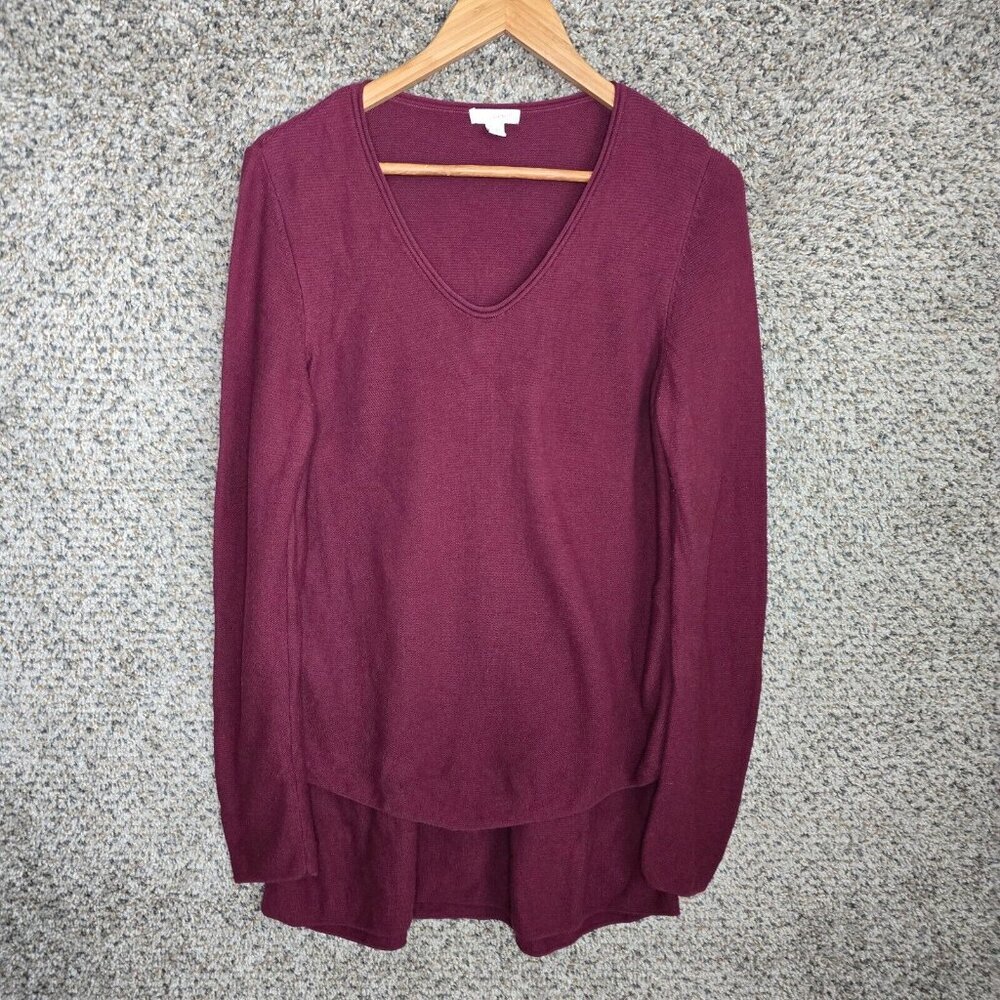 J Jill Pure Jill Top Womens Small Burgundy Cotton Blend Tunic Pullover Ladies